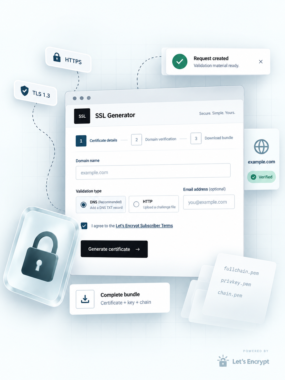 SSL Generator certificate request interface